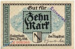 Banknote Halberstadt , 10 Mark Schein in in kfr. E , Geiger 209.02 , 01.12.1918 , Sachsen Großnotgeld