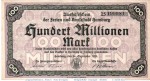 Banknote Hamburg , 100 Millionen Mark Schein in gbr. Keller 2109.m , 24.09.1923 , Hamburg Großnotgeld Inflation