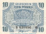 Banknote Landesregierung Rheinland Pfalz , 10 Pfennig Schein in kfr. FBZ-5, Ros.212, S.1005 von 1947 , Alliierte Militärbehörde