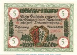 Banknote Marktgemeinde Nesselwang , 5 Mark Schein in kfr. Geiger 370.08 , von 1918 , Bayern Großnotgeld