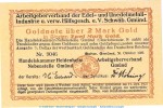 Banknote Metallindustrie Schwäbisch Gmünd , 2 Goldmark Schein in kfr. Müller 4405.17 von 1923 , Württemberg Wertbeständiges Notgeld