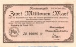 Banknote Oberwesterwald, Marienberg , 2 Millionen Mark Schein in gbr. Keller 4074.a , von 1923 , Hessen Inflation
