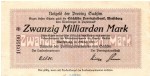 Banknote Provinz Sachsen Merseburg , 20 Milliarden Mark Schein in f-kfr. Keller 4686.e von 1923 , Sachsen Inflation