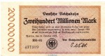 Banknote Reichsbahn , 200 Millionen Mark Schein in gbr. RVM-8 , S.1018 , von 1923 , deutsche Reichsbahn - Inflation