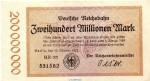 Banknote Reichsbahn , 200 Millionen Mark Schein in kfr. RVM-8 , S.1018 , von 1923 , deutsche Reichsbahn - Inflation