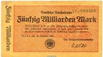 Banknote Reichsbahn , 50 Milliarden Mark Schein in gbr. RVM-13.b , S.1023 , von 1923 , deutsche Reichsbahn - Inflation