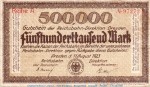 Banknote Reichsbahn Dresden , 500.000 Mark Schein in gbr. Keller 1104.a von 1923 , Sachsen Inflation