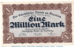 Banknote Sachsen 1 Million Mark in kfr. SAX-19, Ros.757, S.962 , 1923 Länderbanknoten