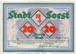 Banknote Soest , 20 Mark Schein in kfr. Müller 4330.5.a , 11.11.1922 , Westfalen Großnotgeld