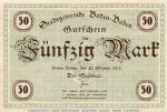Banknote Stadt Baden-Baden , 50 Mark Schein in kfr. Geiger 026.05 , von 1918 , Baden Großnotgeld