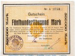 Banknote Stadt Bergedorf , 500.000 Mark Schein in kfr. Keller 315.a,b , von 1923 , Hamburg Großnotgeld Inflation