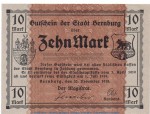 Banknote Stadt Bernburg , 10 Mark --Karton Grau-- in kfr. Geiger 042.03 von 1918 , Anhalt Grossnotgeld