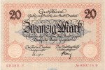 Dresden , Notgeld 20 Mark Schein in kfr. Bühn 1130.6 , Sachsen 1918 Grossnotgeld