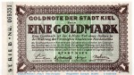 Banknote Stadt Kiel , 1 Gold Mark Schein in kfr. Müller 2775.7  o.D. Schleswig Holstein Inflation