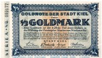 Banknote Stadt Kiel , 1 halbe Gold Mark Schein in kfr. Müller 2775.5  o.D. Schleswig Holstein Inflation