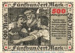 Banknote Stadt Mühlhausen , 500 Mark Schein in gbr. Müller 3000.2 von 1922 , Thüringen Großnotgeld