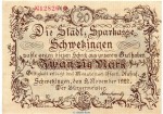 Banknote Stadt Schwetzingen , 20 Mark Schein in gbr. Müller 4215.1.a von 1922 , Baden Großnotgeld