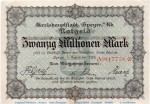 Banknote Stadt Speyer , 20 Millionen Mark Schein in gbr. Keller 4834.o , von 1923 , Pfalz Inflation