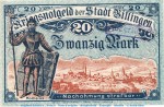 Banknote Stadt Villingen , 20 Mark Schein in kfr.E Geiger 537.02 von 1918 , Baden Großnotgeld