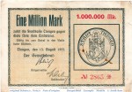 Banknote Tiengen , 1 Million Mark Schein in gbr. Keller 5170.b , 15.08.1923 , Baden Großnotgeld