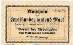 Banknote Verein der Arbeitgeber Harburg , 200.000 Mark Schein in gbr. Keller 2213.a von 1923 Hamburg Großnotgeld Inflation