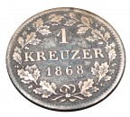 Bayern , 1 Kreuzer Scheidemünze 1868 -Eichenkranz- J.93 s-ss -0608-