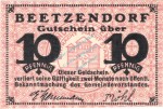 Beetzendorf , Notgeld 10 Pfennig Schein unc-kfr. Ti.0380.05.02 , Sachsen Anhalt o.D. Verkehrsausgabe