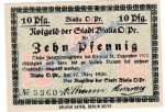 Bialla , Notgeld 10 Pfennig Schein in kfr. Tieste 0595.05.15 , von 1920  Ostpreussen 1920 Verkehrsausgabe