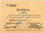 Bielschowitz , Notgeld 1 Mark Schein in kfr. Diessner 25.7.b , Oberschlesien 1914 Notgeld 1914-15