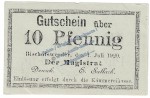 Bischofswerder , Notgeld 10 Pfennig Schein in kfr. Tieste 0685.05.50 , Westpreussen 1920 Verkehrsausgabe