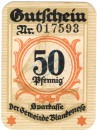 Blankenese , Notgeld 50 Pfennig Schein unc-kfr. Ti.0720.05.01 , Schleswig Holstein 1919 Verkehrsausgabe