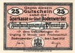 Bodenwerder , Notgeld 25 Pfennig Schein unc-kfr. Ti.0800.05.045 , Niedersachsen 1918 Verkehrsausgabe