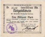 Borkum , Banknote 1 Milliarde Mark -B- gbr. Keller 535... Niedersachsen 1923 InflationBorkum , Banknote 1 Milliarde Mark -B- gbr. Keller 535... Niedersachsen 1923 Inflation