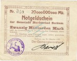 Borkum , Banknote 20 Milliarden Mark -B- gbr. Keller 535... Niedersachsen 1923 Inflation