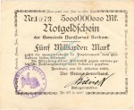 Borkum , Banknote 5 Milliarden Mark -B- gbr. Keller 535... Niedersachsen 1923 Inflation