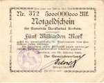 Borkum , Banknote 5 Milliarden Mark -C- gbr. Keller 535... Niedersachsen 1923 Inflation