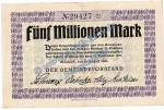 Bramfeld , Banknote 5 Millionen Mark Schein in gbr. Keller 555.a Inflation 1923 Schleswig Holstein