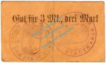Buer , Notgeld 3 Mark Schein in gbr.E , Diessner 56.1.d , Westfalen o.D. Notgeld 1914-15