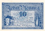 Bunzlau , Notgeld 10 Pfennig Schein unc-kfr. Ti.1025.05.21 , Schlesien 1919 Verkehrsausgabe