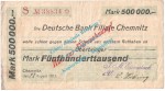 Chemnitz , Eisenstuck 500.000 Mark Scheck in gbr. Keller ... , Sachsen 1923 Grossnotgeld Inflation