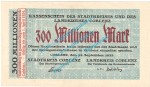 Coblenz , Notgeld 300 Millionen Mark Schein in kfr. Keller 866.s , Rheinland 1923 Grossnotgeld Inflation