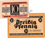 Düsseldorf , Notgeld Set mit 2 Scheinen in kfr. Tieste 1535.30.40-41 , Rheinland 1920 Verkehrsausgabe