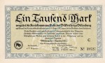 Dillenburg , Banknote 1.000 Mark Schein unc-kfr. Müller 995.12 , Hessen 1922 Inflation