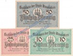 Dinslaken , Notgeld Set mit 3 Scheinen in kfr. Tieste 1395.05.01-03 , Rheinland 1920 Verkehrsausgabe