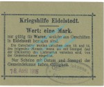 Eidelstedt , Notgeld 1 Mark -Appen- in kfr. Diessner 87.2.c , Schleswig Holstein 1915 Notgeld 1914-15