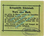 Eidelstedt , Notgeld 1 Mark -Scheuer- in L-gbr. Diessner 87.2.b , Schleswig Holstein 1915 Notgeld 1914-15