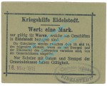 Eidelstedt , Notgeld 1 Mark -Schwarz- in kfr. Diessner 87.2.b , Schleswig Holstein 1915 Notgeld 1914-15