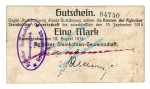 Emmagrube , Notgeld 1 Mark Schein in gbr. Diessner 93.1.a , Oberschlesien 1914 Notgeld 1914-15