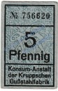 Essen , Notgeld 5 Pfennig Schein in kfr. Tieste 1800.45.06 , Rheinland o.D. Verkehrsausgabe