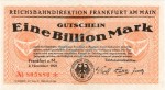 Frankfurt , Banknote 1 Billion Mark Schein in unc-kfr Keller 1555.h , Hessen 1923 Inflation